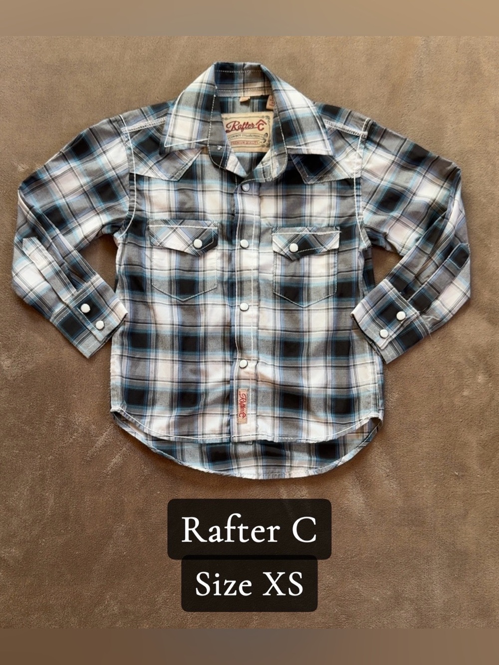Rafter C Boys' Blue Plaid Button-Down Shirt - XS